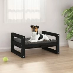 VIDAXL Hundebett Schwarz 55,5x45,5x28 Cm Massivholz Kiefer
