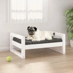 VIDAXL Hundebett Weiß 65,5x50,5x28 Cm Massivholz Kiefer
