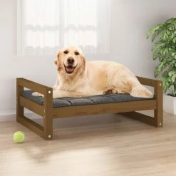 VIDAXL Hundebett Honigbraun 75,5x55,5x28 Cm Massivholz Kiefer