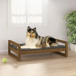 VIDAXL Hundebett Honigbraun 95,5x65,5x28 Cm Massivholz Kiefer