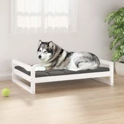 VIDAXL Hundebett Weiß 105,5x75,5x28 Cm Massivholz Kiefer
