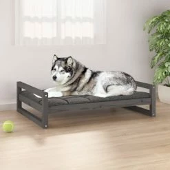 VIDAXL Hundebett Grau 105,5x75,5x28 Cm Massivholz Kiefer
