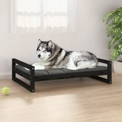 VIDAXL Hundebett Schwarz 105,5x75,5x28 Cm Massivholz Kiefer