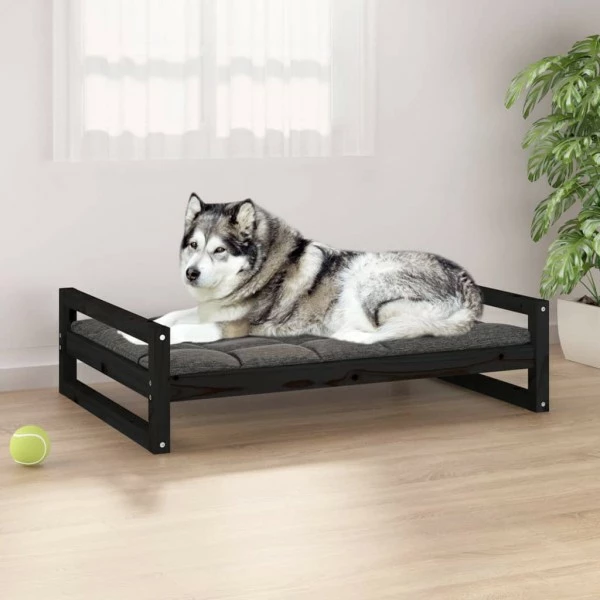 VIDAXL Hundebett Schwarz 105,5x75,5x28 Cm Massivholz Kiefer 3 VIDAXL Hundebett Schwarz 105,5x75,5x28 Cm Massivholz Kiefer