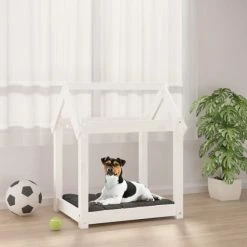 VIDAXL Hundebett Weiß 61x50x70 Cm Massivholz Kiefer