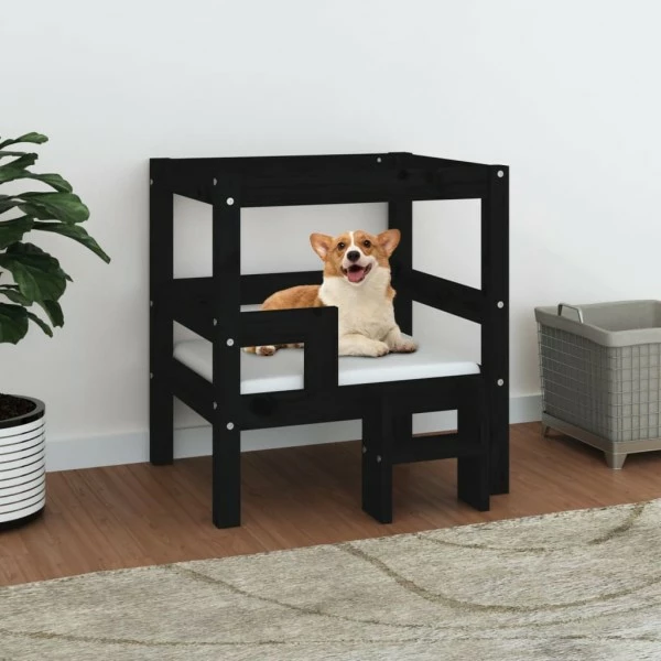 VIDAXL Hundebett Schwarz 55,5x53,5x60 Cm Massivholz Kiefer 3 VIDAXL Hundebett Schwarz 55,5x53,5x60 Cm Massivholz Kiefer