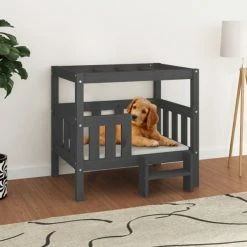 VIDAXL Hundebett Grau 75,5x63,5x70 Cm Massivholz Kiefer