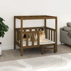 VIDAXL Hundebett Honigbraun 105,5x83,5x100 Cm Massivholz Kiefer