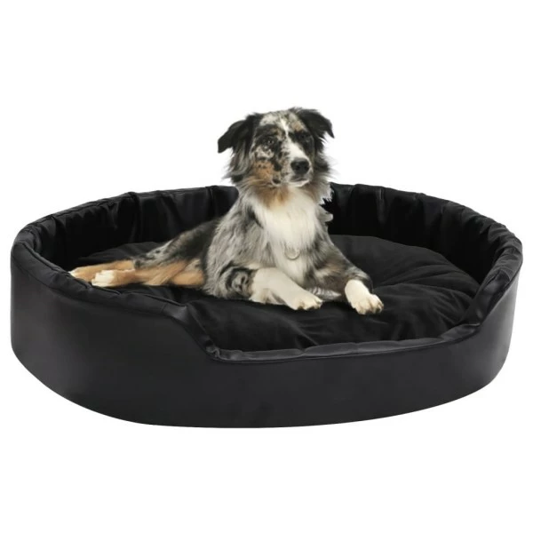 VIDAXL Hundebett Schwarz 90x79x20 Cm Plüsch Und Kunstleder 3 VIDAXL Hundebett Schwarz 90x79x20 Cm Plüsch Und Kunstleder