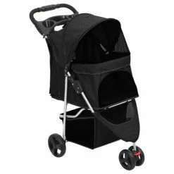 VIDAXL Hundewagen Faltbar Schwarz 80x46x98 Cm Oxford-Gewebe