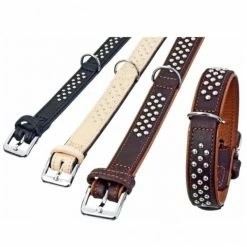 Karlie Rondo Halsband Unterlegt Mit Rundkopfnieten - Natur - 22mm/32cm